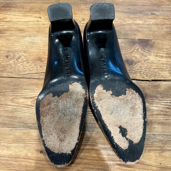 Ralph Lauren Classic Leather Croc Embossed Black 2" Heels 8.5 Made in Spain EUC - Picture 7 of 8